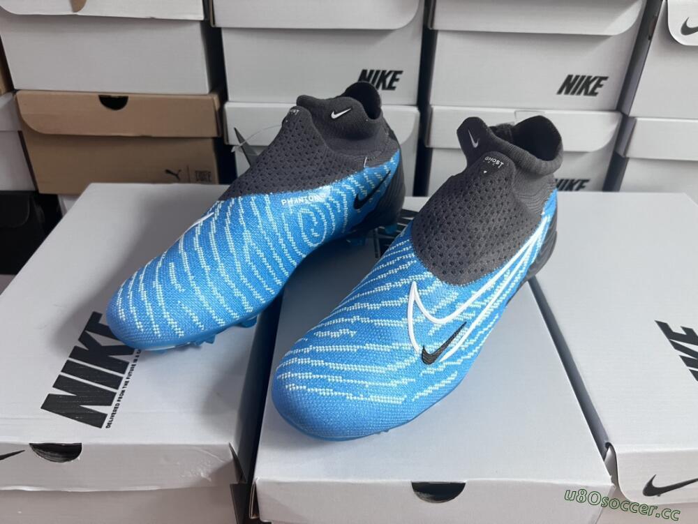 Unisex Nike Phantom GX DF Elite FG Firm Ground High-Tops Football Boots - Blue/White/Black