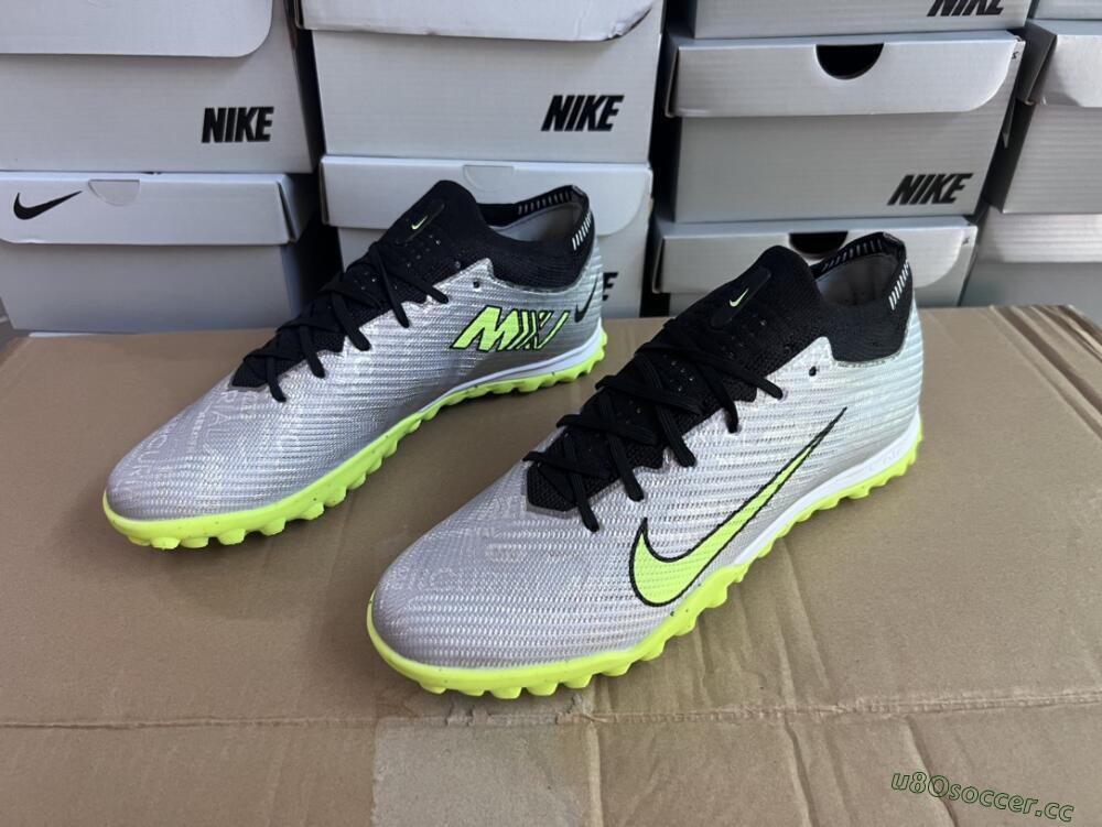 Unisex Nike Air Zoom Mercurial Vapor 15 Elite TF Artificial Turf Low-Tops Football Shoes - Silver/Green/Black