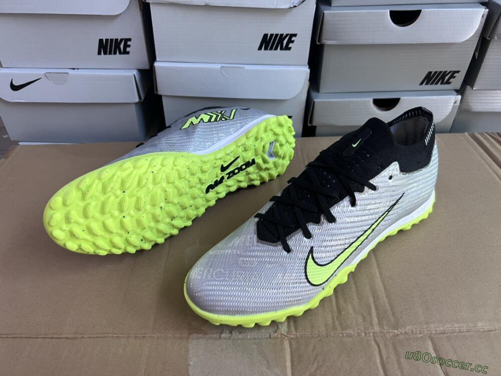 Unisex Nike Air Zoom Mercurial Vapor 15 Elite TF Artificial Turf Low-Tops Football Shoes - Silver/Green/Black