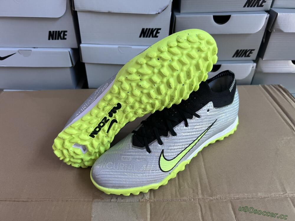 Unisex Nike Air Zoom Mercurial Vapor 15 Elite TF Artificial Turf Low-Tops Football Shoes - Silver/Green/Black