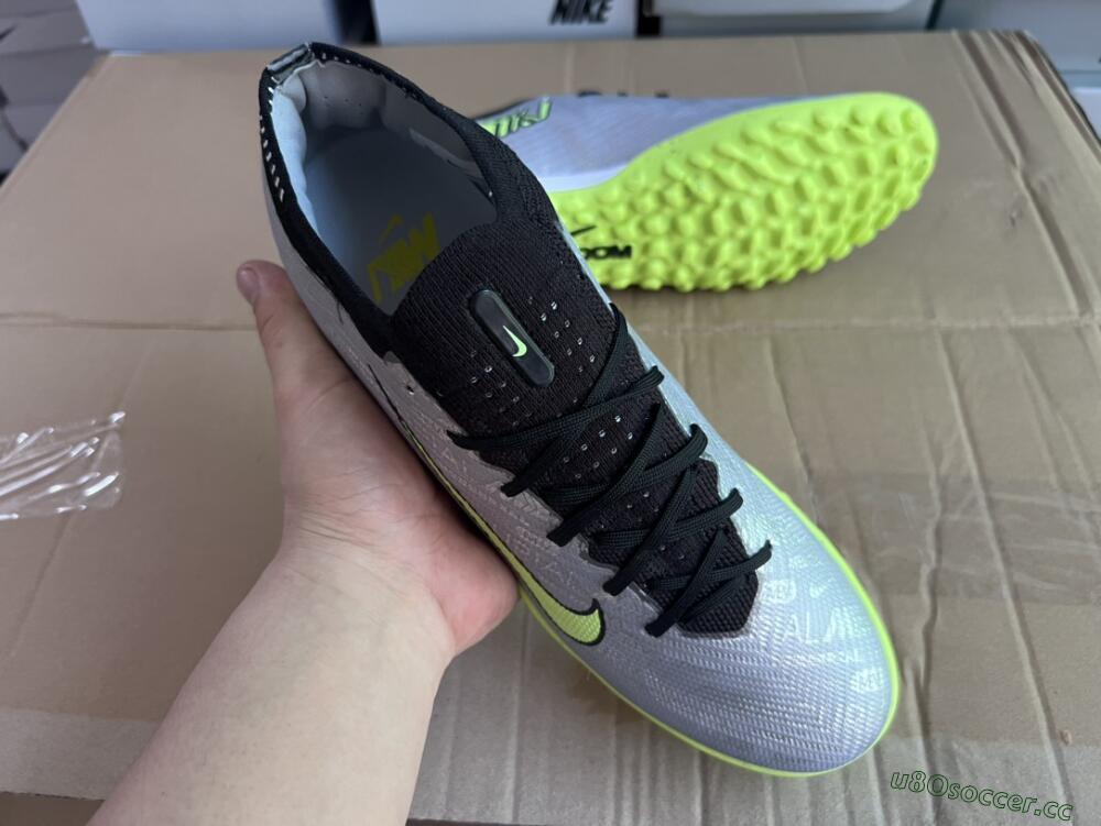 Unisex Nike Air Zoom Mercurial Vapor 15 Elite TF Artificial Turf Low-Tops Football Shoes - Silver/Green/Black