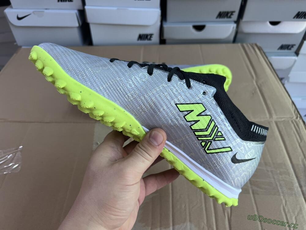 Unisex Nike Air Zoom Mercurial Vapor 15 Elite TF Artificial Turf Low-Tops Football Shoes - Silver/Green/Black