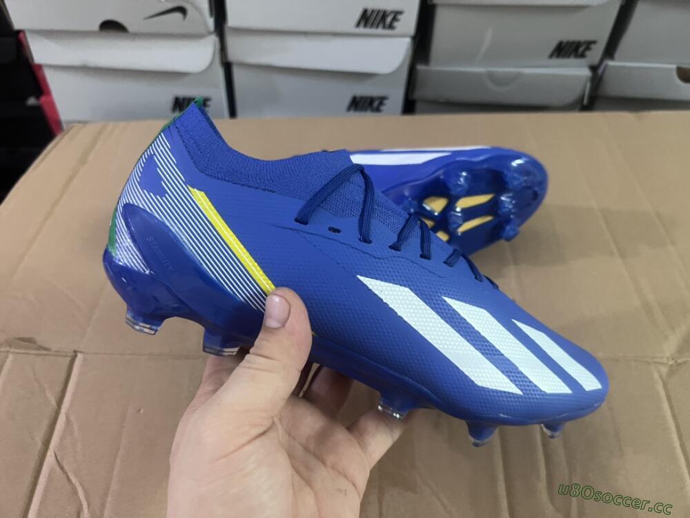 Men's Adidas X Crazyfast.1 FG Firm Ground Low-Tops Football Boots - Blue/White/Yellow