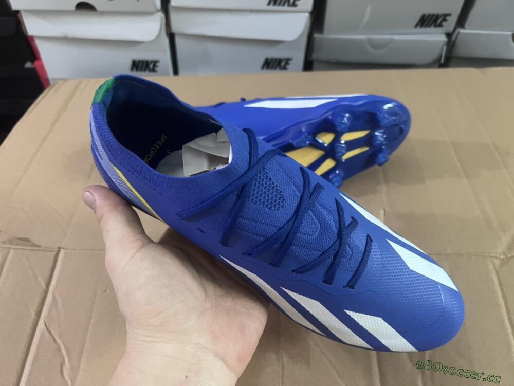 Men's Adidas X Crazyfast.1 FG Firm Ground Low-Tops Football Boots - Blue/White/Yellow