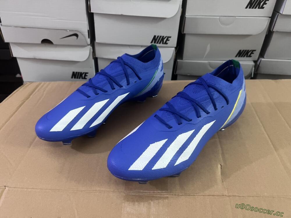 Men's Adidas X Crazyfast.1 FG Firm Ground Low-Tops Football Boots - Blue/White/Yellow