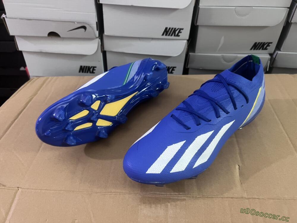 Men's Adidas X Crazyfast.1 FG Firm Ground Low-Tops Football Boots - Blue/White/Yellow