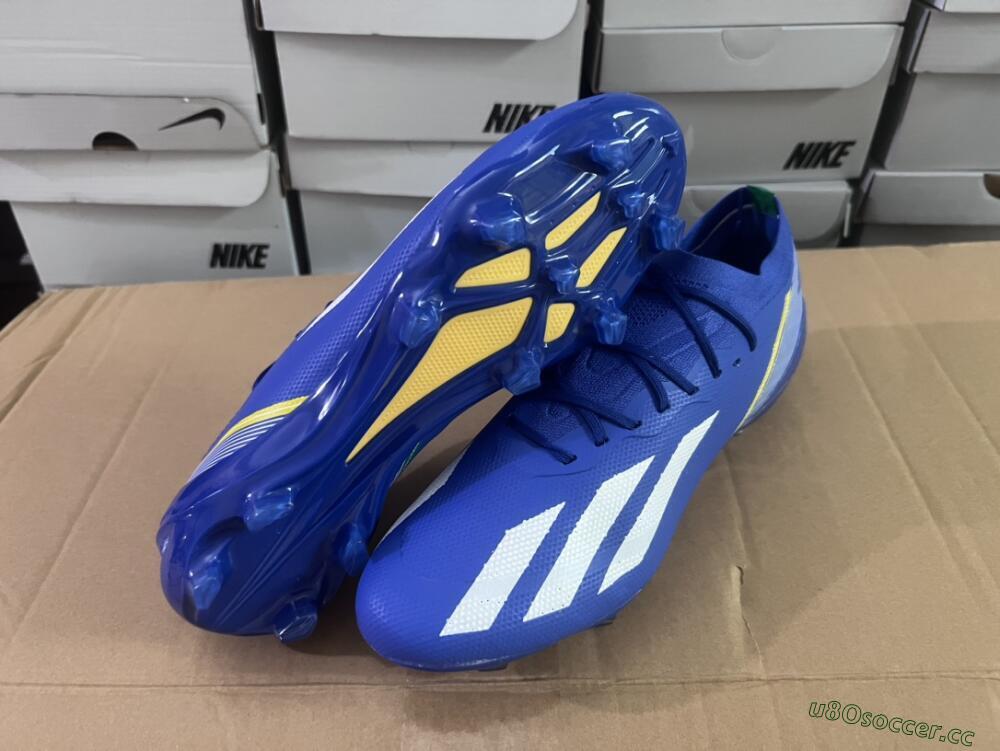 Men's Adidas X Crazyfast.1 FG Firm Ground Low-Tops Football Boots - Blue/White/Yellow