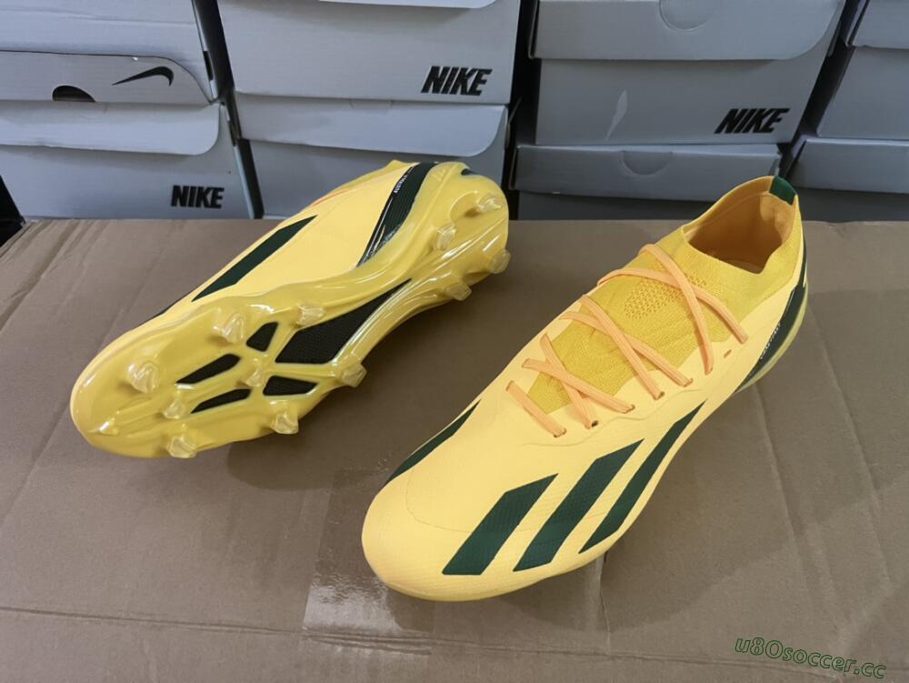 Men's Adidas X Crazyfast.1 FG Firm Ground Low-Tops Football Boots - Yellow/Green/Black