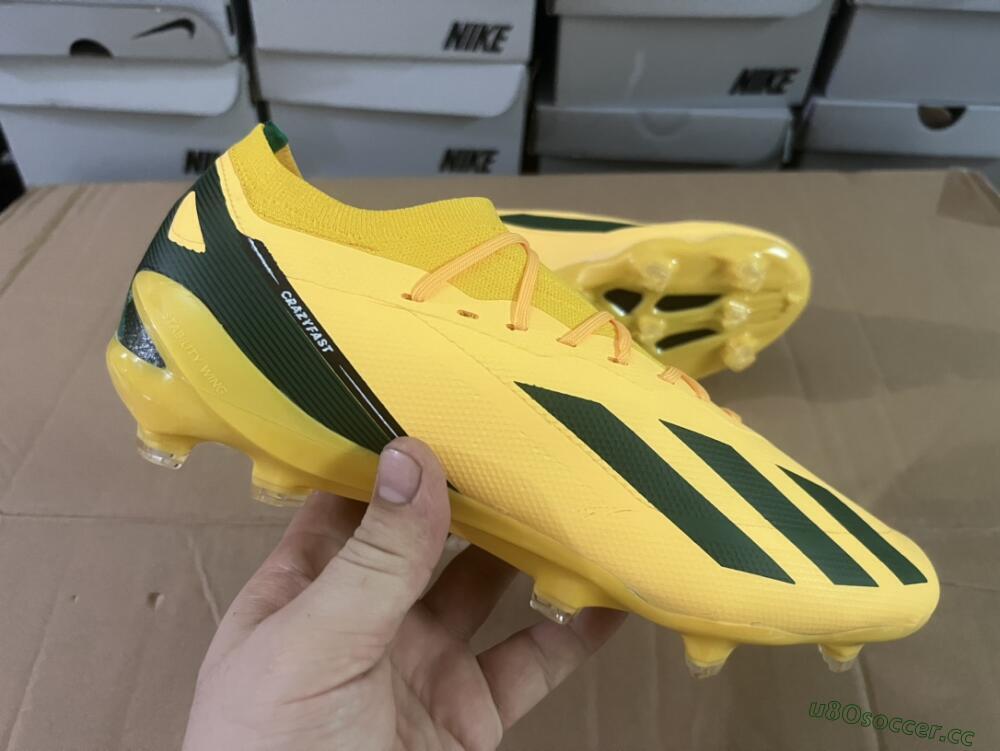 Men's Adidas X Crazyfast.1 FG Firm Ground Low-Tops Football Boots - Yellow/Green/Black