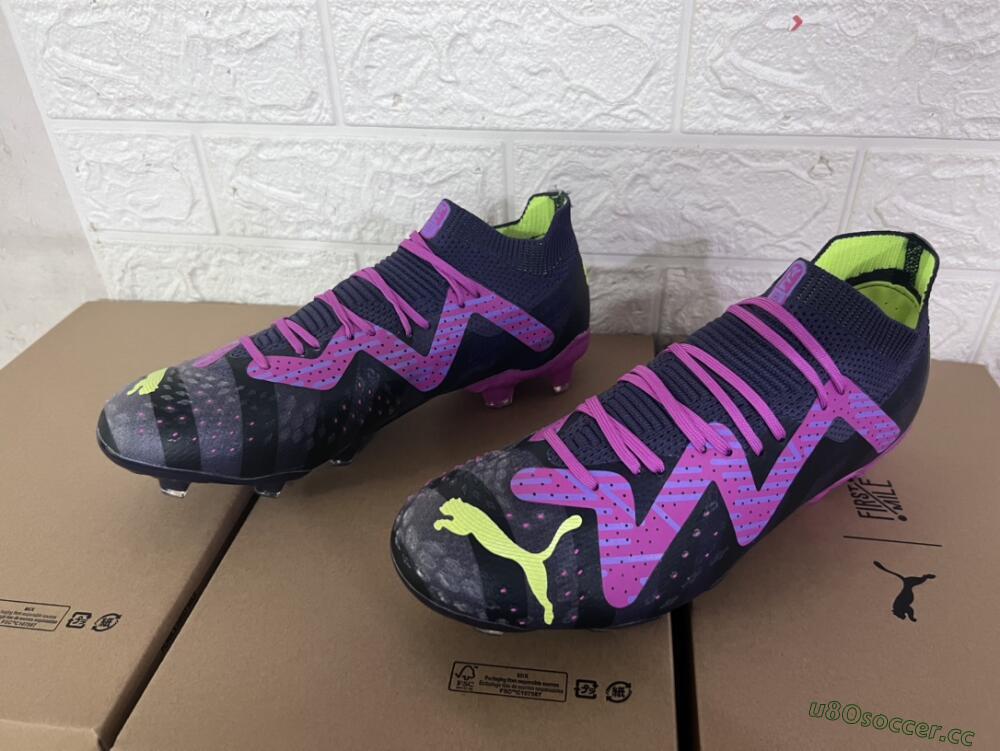 Men's Puma Future Ultimate FG Firm Ground Low-Tops Football Boots - Purple/Pink/Green