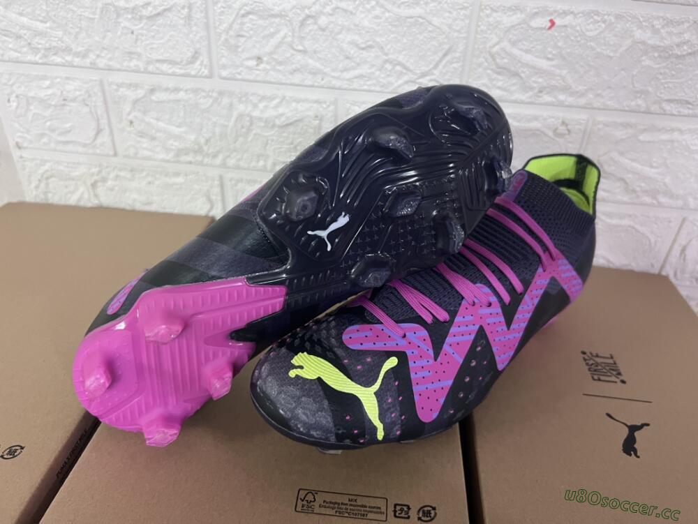 Men's Puma Future Ultimate FG Firm Ground Low-Tops Football Boots - Purple/Pink/Green