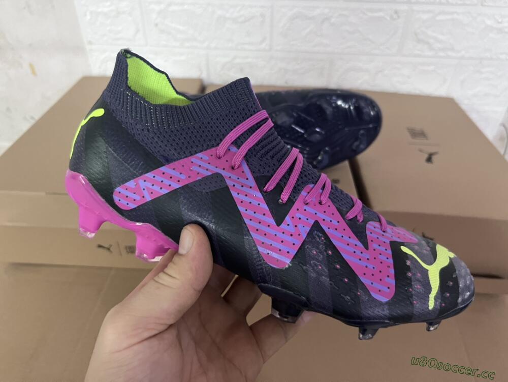 Men's Puma Future Ultimate FG Firm Ground Low-Tops Football Boots - Purple/Pink/Green