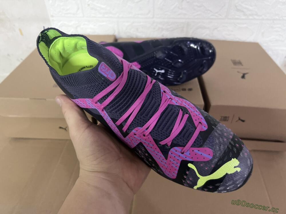 Men's Puma Future Ultimate FG Firm Ground Low-Tops Football Boots - Purple/Pink/Green