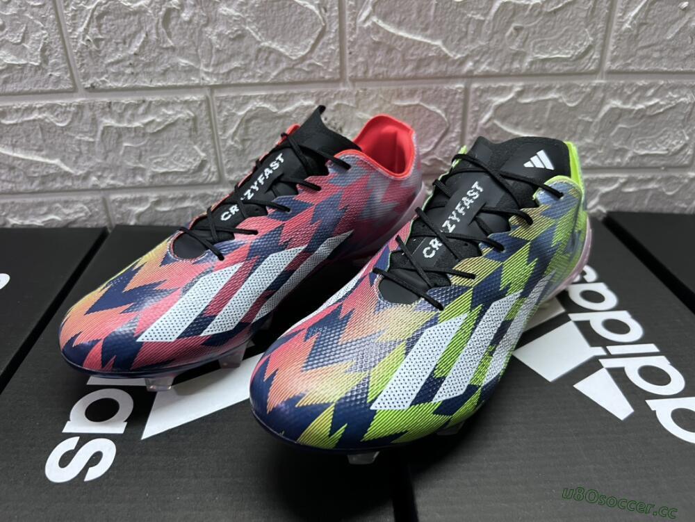 Men's Adidas X Crazyfast Limited Edition FG Firm Ground Low-Tops Football Boots - White/Yellow/Orange/Black