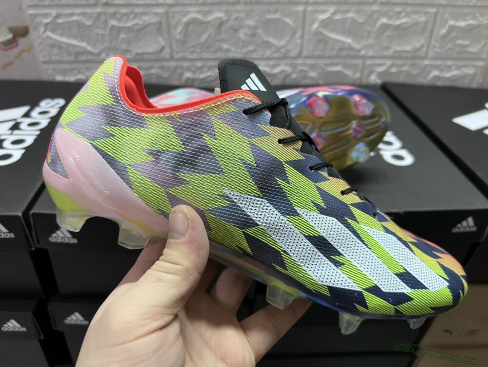 Men's Adidas X Crazyfast Limited Edition FG Firm Ground Low-Tops Football Boots - White/Yellow/Orange/Black