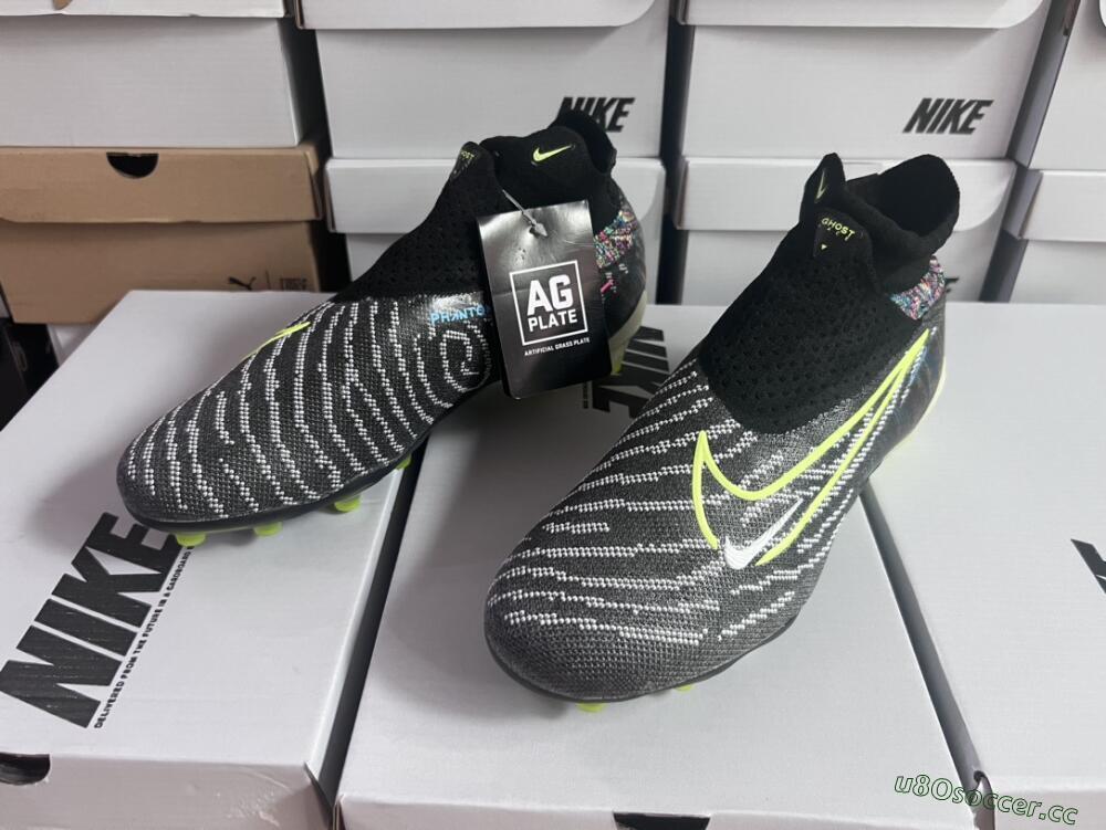 Men's Nike Phantom GX Elite DF AG Artificial Grass High-Tops Football Boots - Black/Rainbow