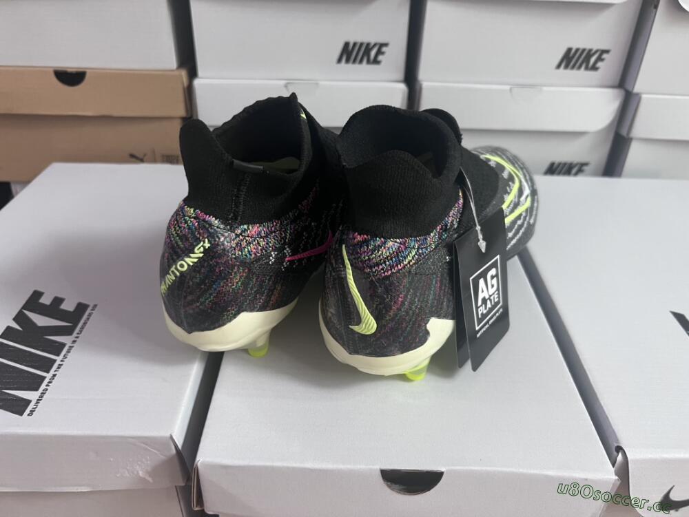 Men's Nike Phantom GX Elite DF AG Artificial Grass High-Tops Football Boots - Black/Rainbow