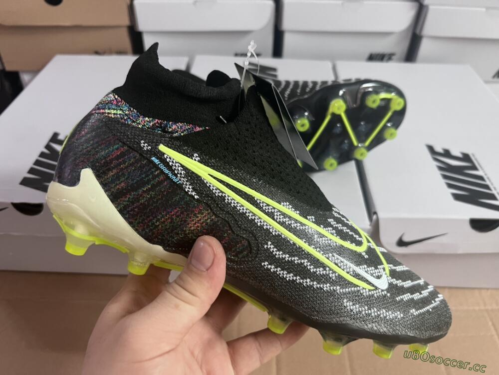 Men's Nike Phantom GX Elite DF AG Artificial Grass High-Tops Football Boots - Black/Rainbow