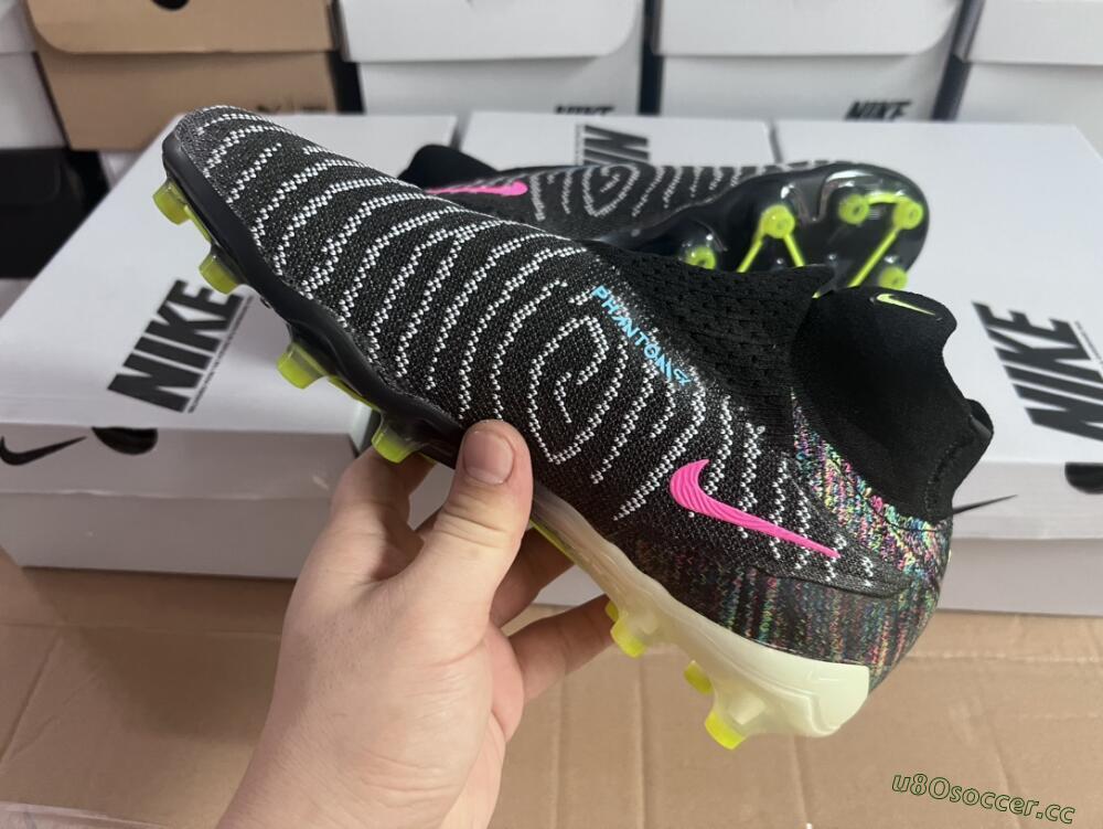 Men's Nike Phantom GX Elite DF AG Artificial Grass High-Tops Football Boots - Black/Rainbow