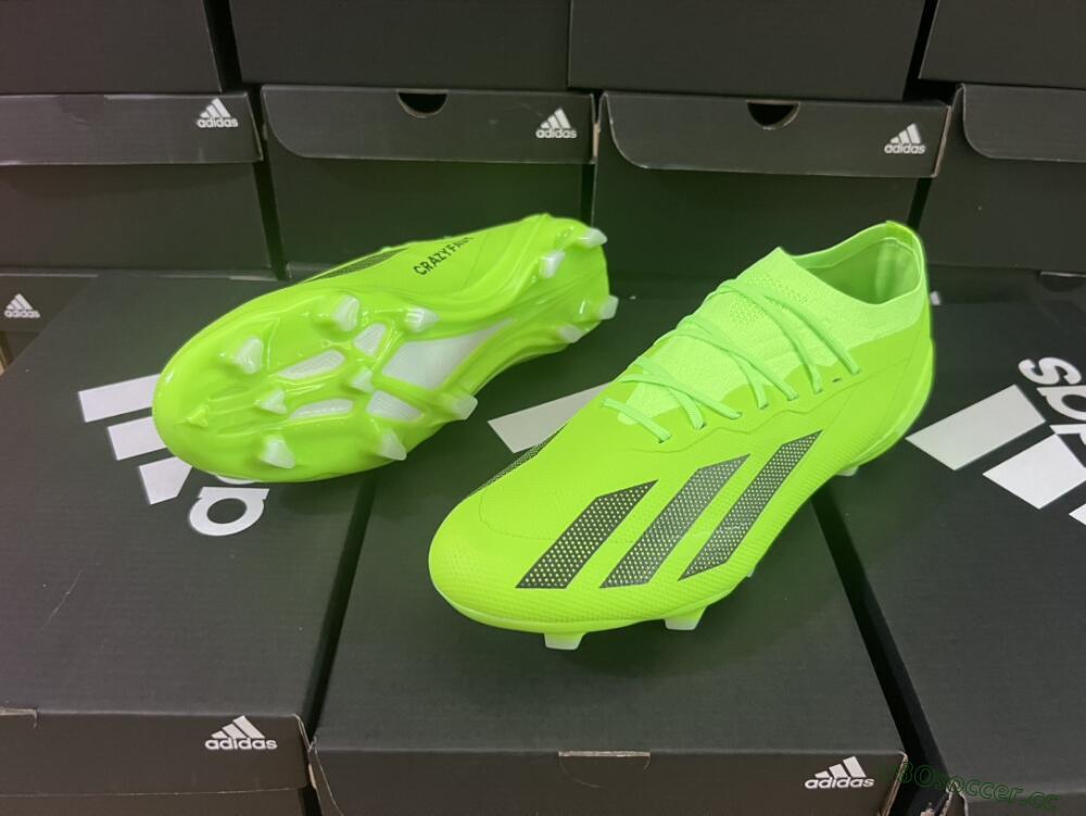 Men's Adidas X Crazyfast.1 FG Firm Ground Low-Tops Football Boots - Green/Black