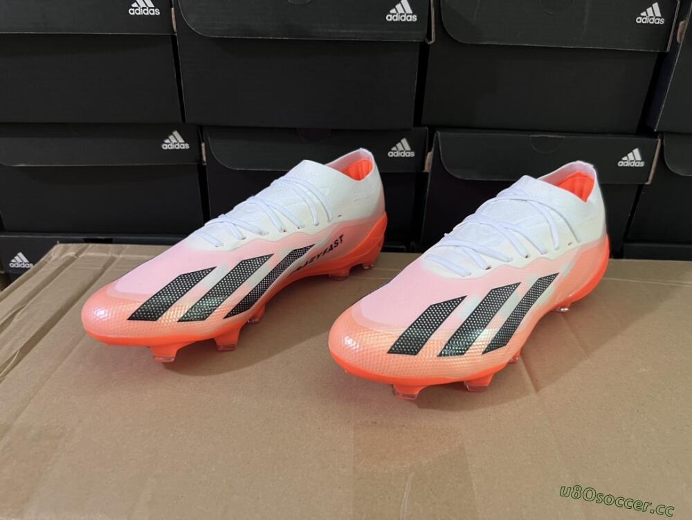 Men's Adidas X Crazyfast.1 FG Firm Ground Low-Tops Football Boots - White/Red/Black