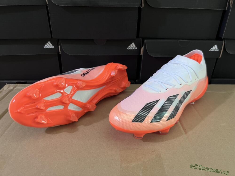 Men's Adidas X Crazyfast.1 FG Firm Ground Low-Tops Football Boots - White/Red/Black