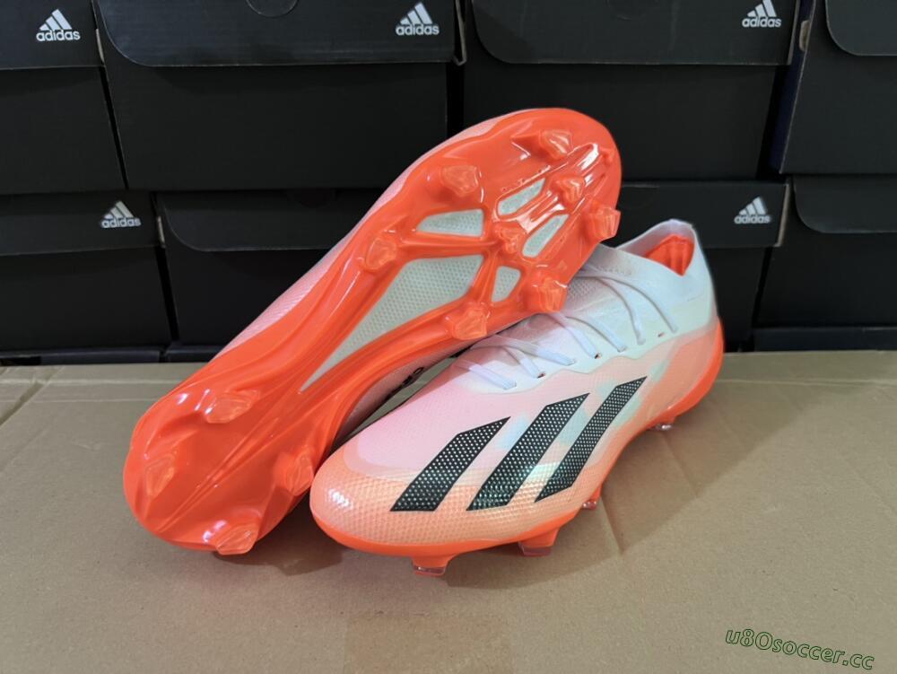 Men's Adidas X Crazyfast.1 FG Firm Ground Low-Tops Football Boots - White/Red/Black