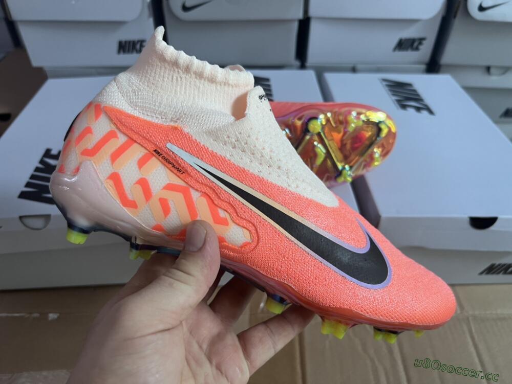 Men's Nike Phantom GX Elite DF FG Firm Ground High-Tops Football Boots - Orange/Black/Sliver
