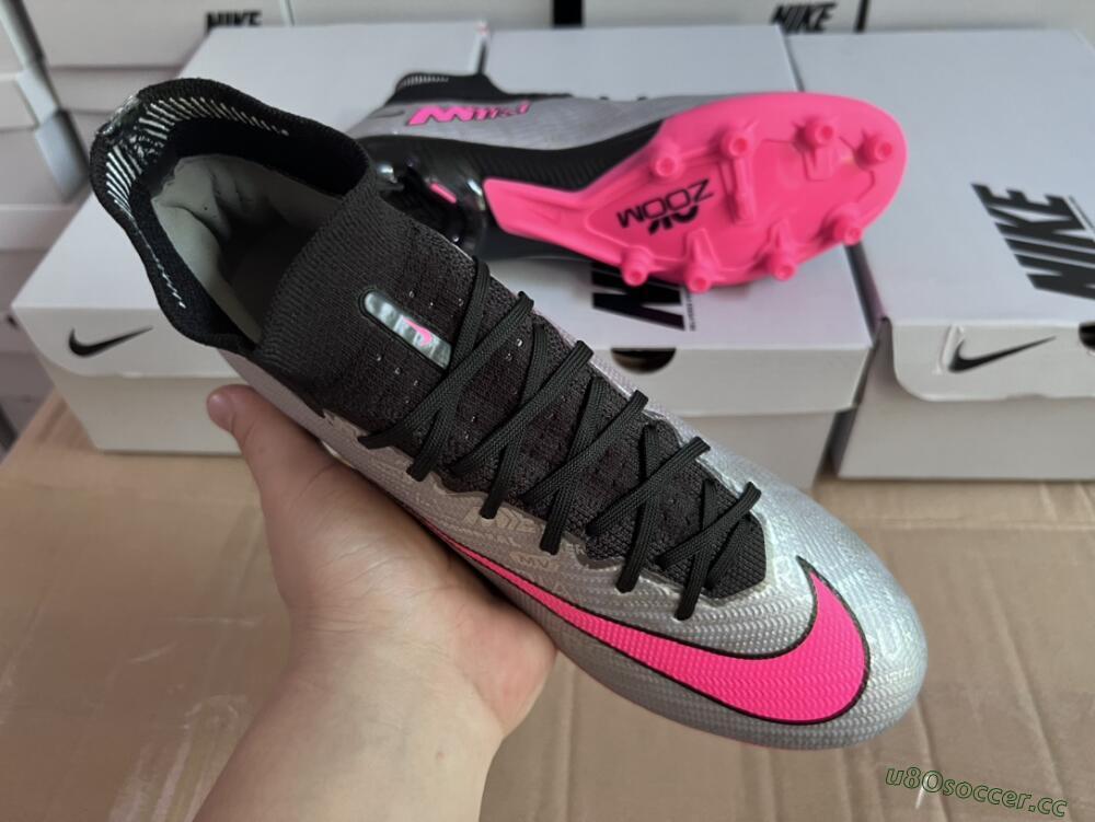 Unisex Nike Air Zoom Mercurial Superfly 9 Elite AG Artificial Grass High-Tops Football Boots - Sliver/Pink/Black