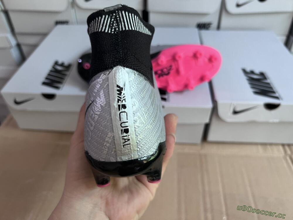 Unisex Nike Air Zoom Mercurial Superfly 9 Elite AG Artificial Grass High-Tops Football Boots - Sliver/Pink/Black