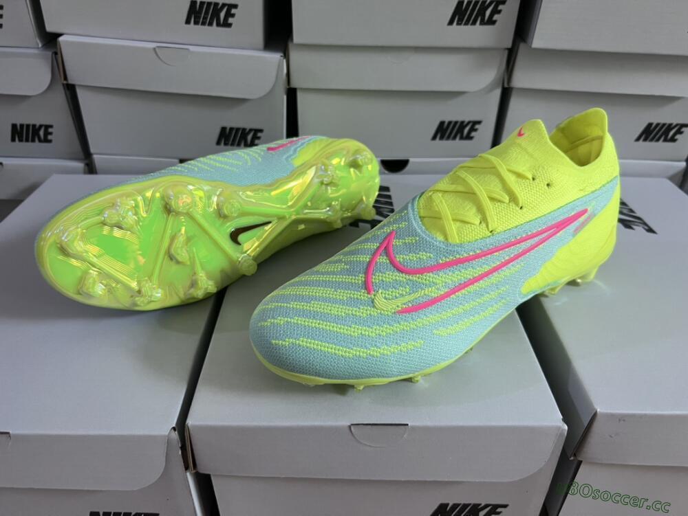 Unisex Nike Phantom GX Elite FG Firm Ground Low-Tops Football Boots - Blue/Green/Pink