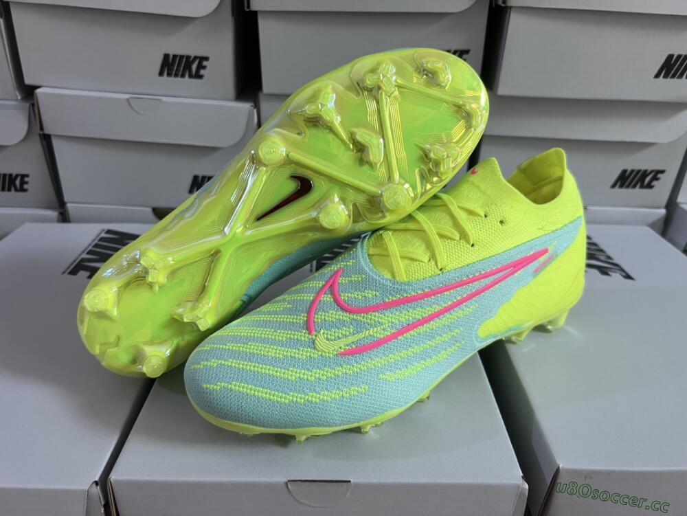 Unisex Nike Phantom GX Elite FG Firm Ground Low-Tops Football Boots - Blue/Green/Pink