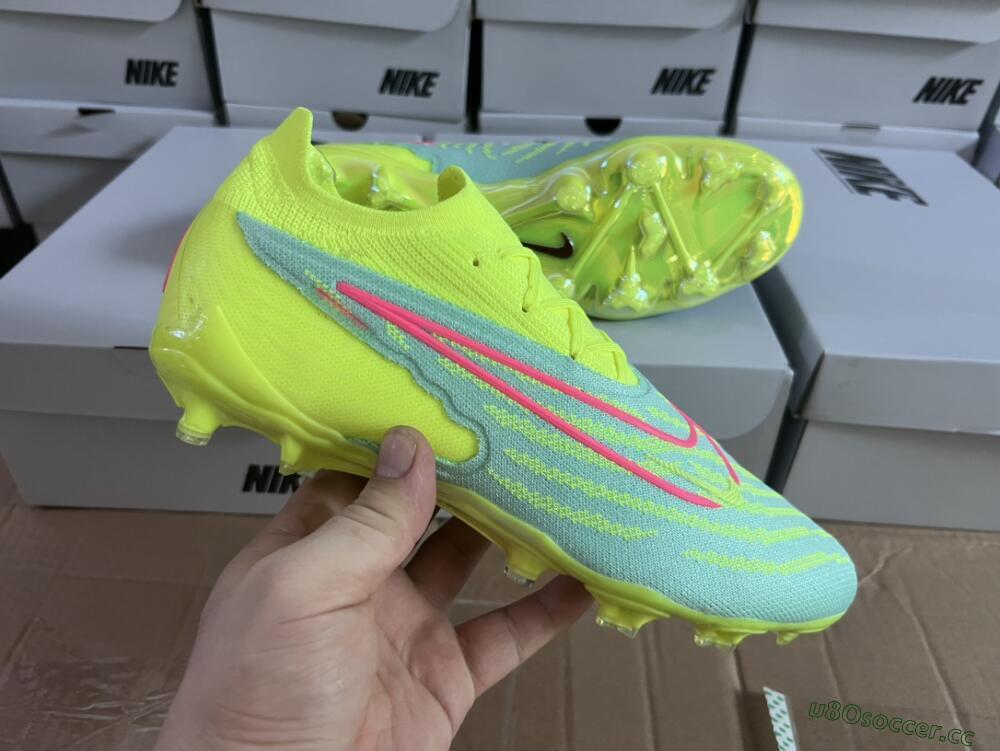 Unisex Nike Phantom GX Elite FG Firm Ground Low-Tops Football Boots - Blue/Green/Pink