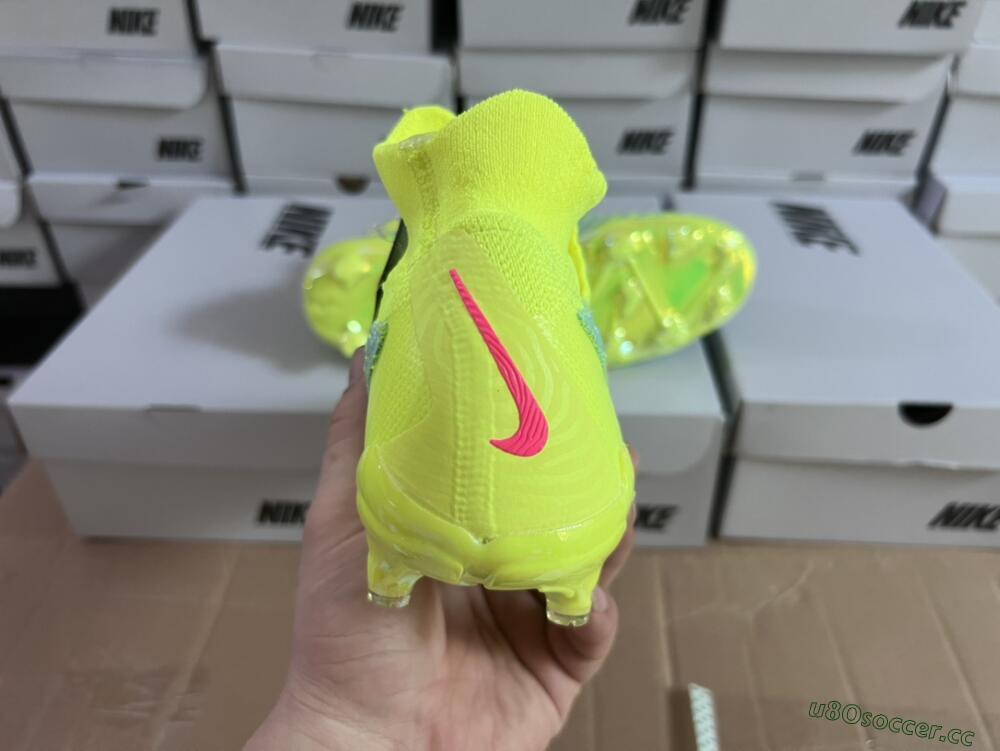 Unisex Nike Phantom GX Elite DF FG Firm Ground High-Tops Football Boots - Blue/Green/Pink