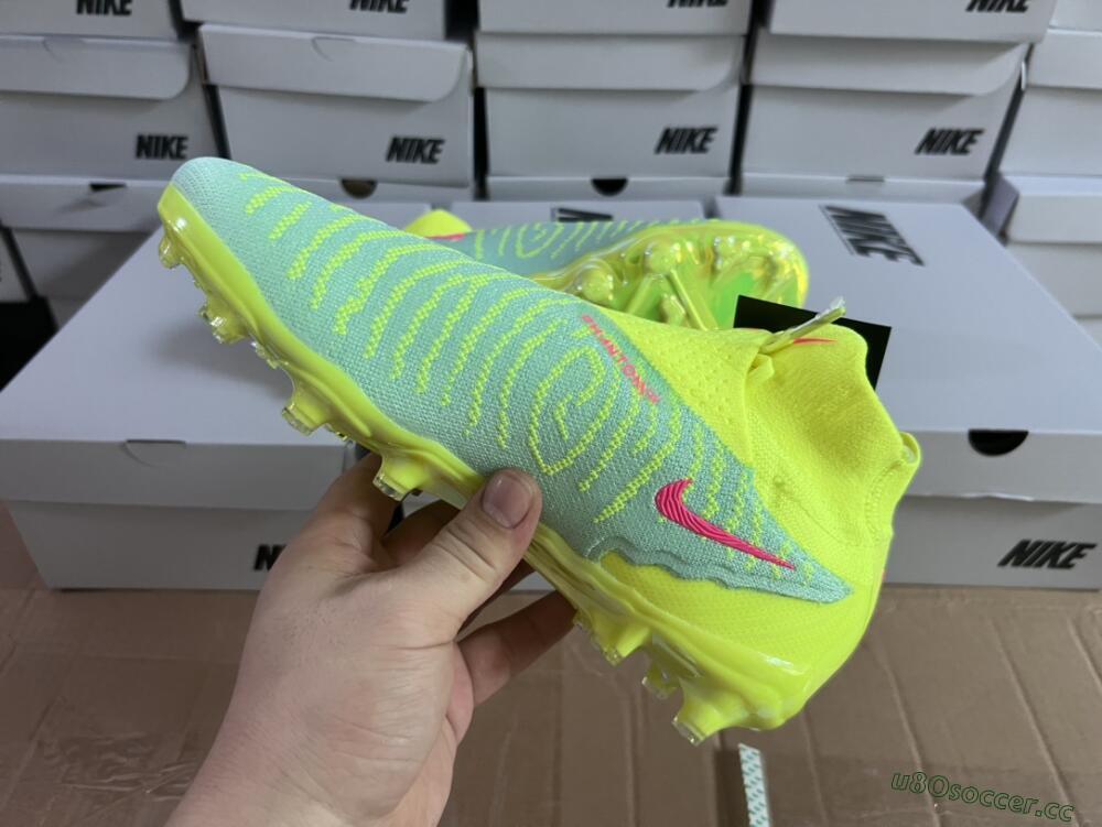 Unisex Nike Phantom GX Elite DF FG Firm Ground High-Tops Football Boots - Blue/Green/Pink