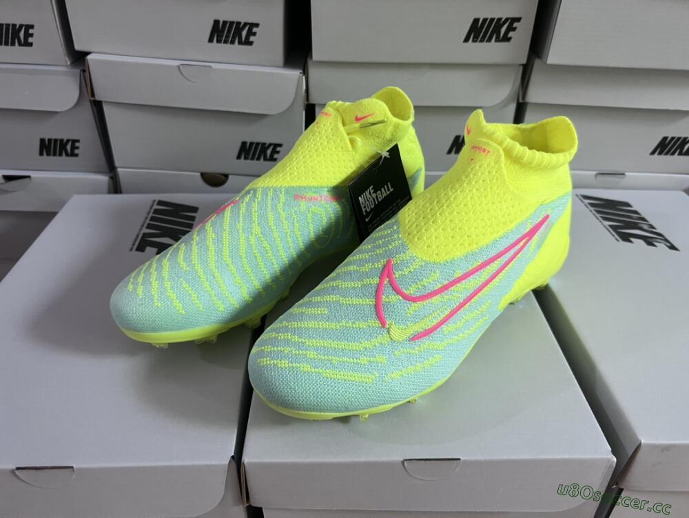 Unisex Nike Phantom GX Elite DF FG Firm Ground High-Tops Football Boots - Blue/Green/Pink