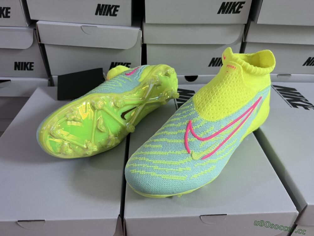 Unisex Nike Phantom GX Elite DF FG Firm Ground High-Tops Football Boots - Blue/Green/Pink