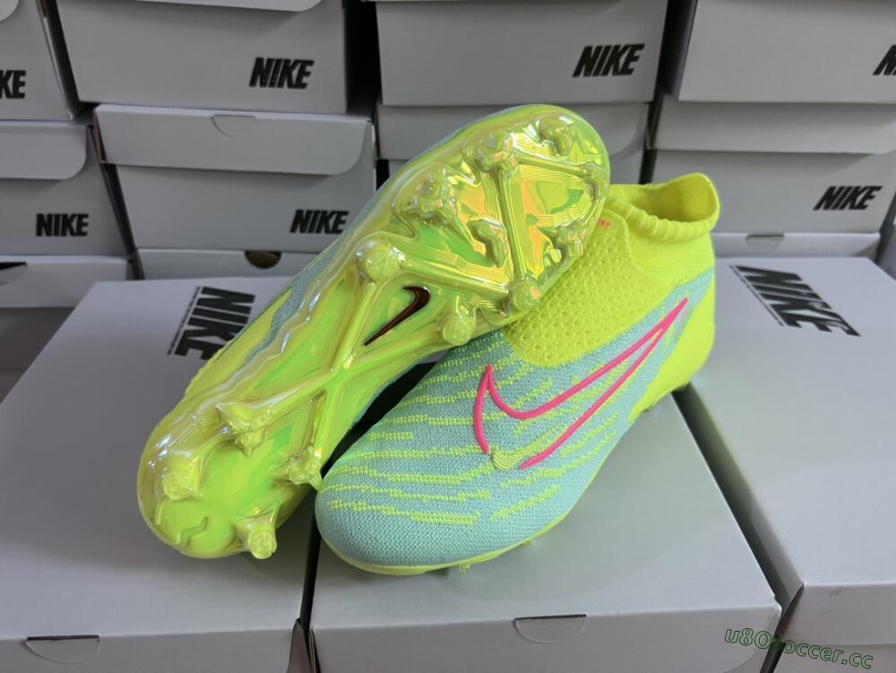 Unisex Nike Phantom GX Elite DF FG Firm Ground High-Tops Football Boots - Blue/Green/Pink