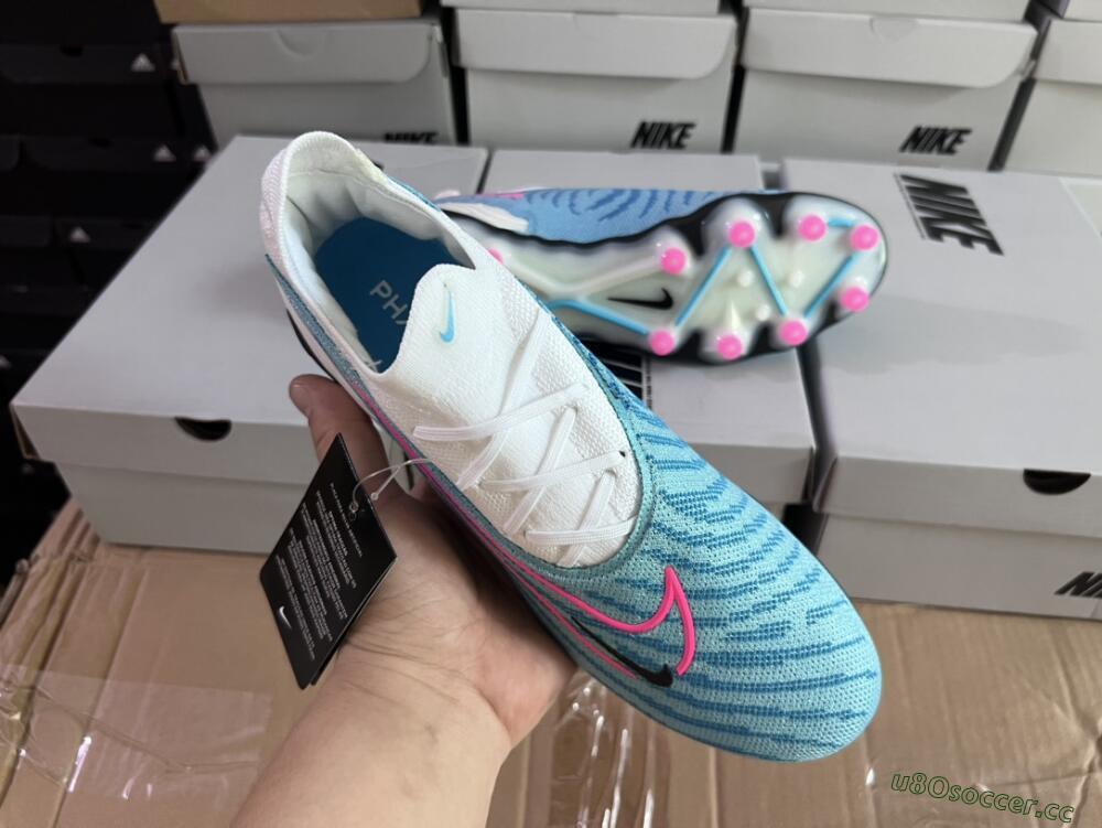 Men's Nike Phantom GX Elite AG Artificial Grass Low-Tops Football Boots - Blue/Pink/White