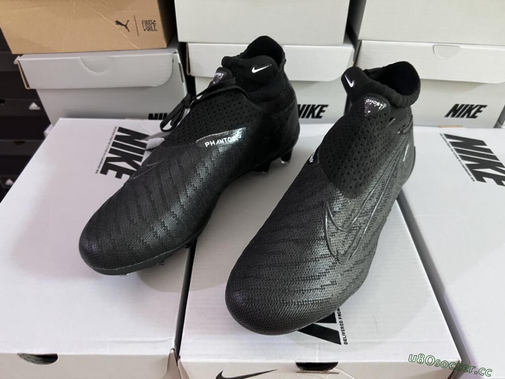 Unisex Nike Phantom GX Elite DF Link FG Firm Ground High-Tops Football Boots - Black/White/Black