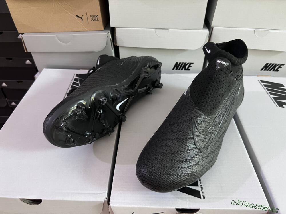 Unisex Nike Phantom GX Elite DF Link FG Firm Ground High-Tops Football Boots - Black/White/Black