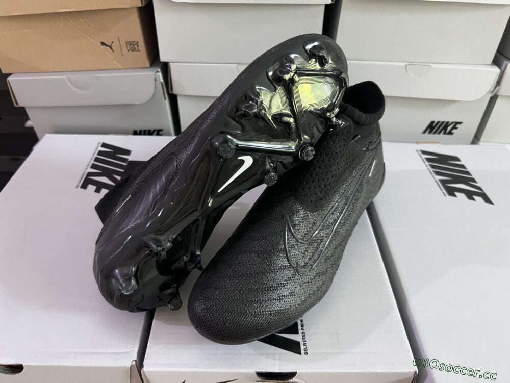 Unisex Nike Phantom GX Elite DF Link FG Firm Ground High-Tops Football Boots - Black/White/Black