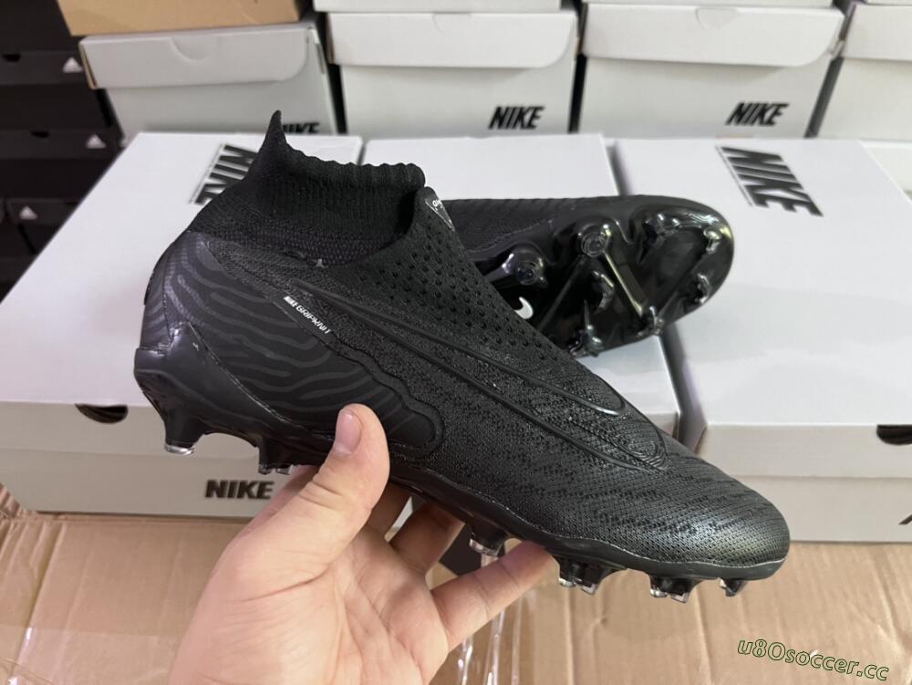 Unisex Nike Phantom GX Elite DF Link FG Firm Ground High-Tops Football Boots - Black/White/Black