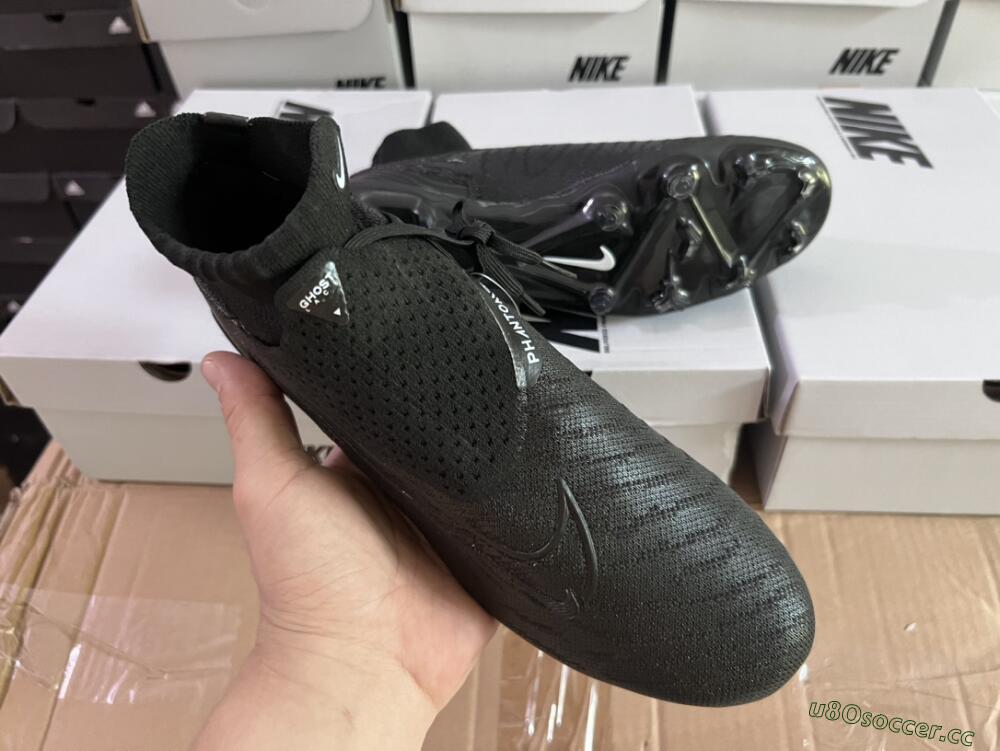 Unisex Nike Phantom GX Elite DF Link FG Firm Ground High-Tops Football Boots - Black/White/Black