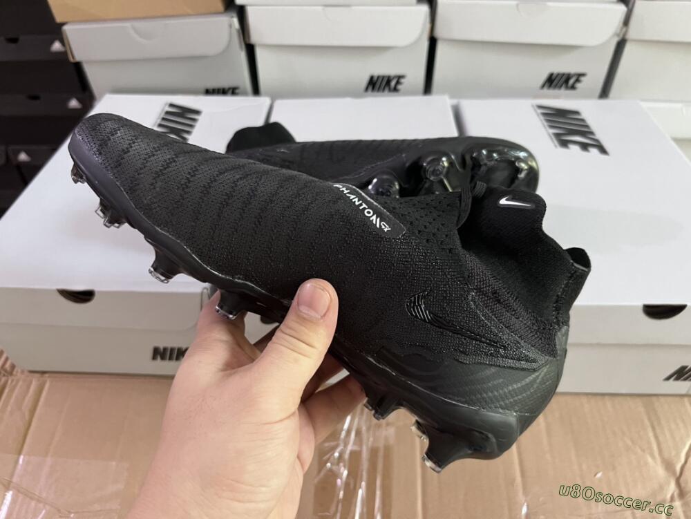Unisex Nike Phantom GX Elite DF Link FG Firm Ground High-Tops Football Boots - Black/White/Black