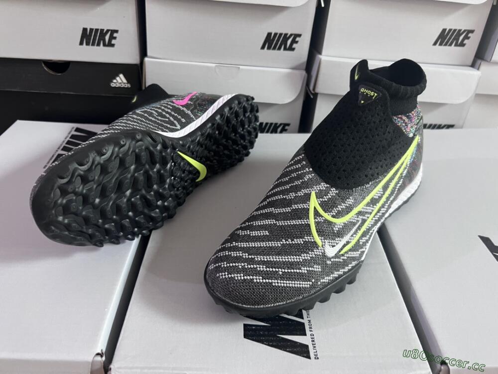 Unisex Nike Phantom GX Elite TF Artificial Turf High-Tops Football Shoes - Grey/Green/Black/Rainbow