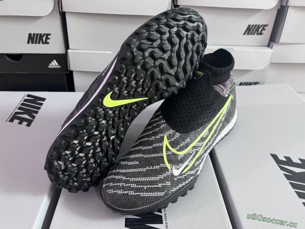 Unisex Nike Phantom GX Elite TF Artificial Turf High-Tops Football Shoes - Grey/Green/Black/Rainbow
