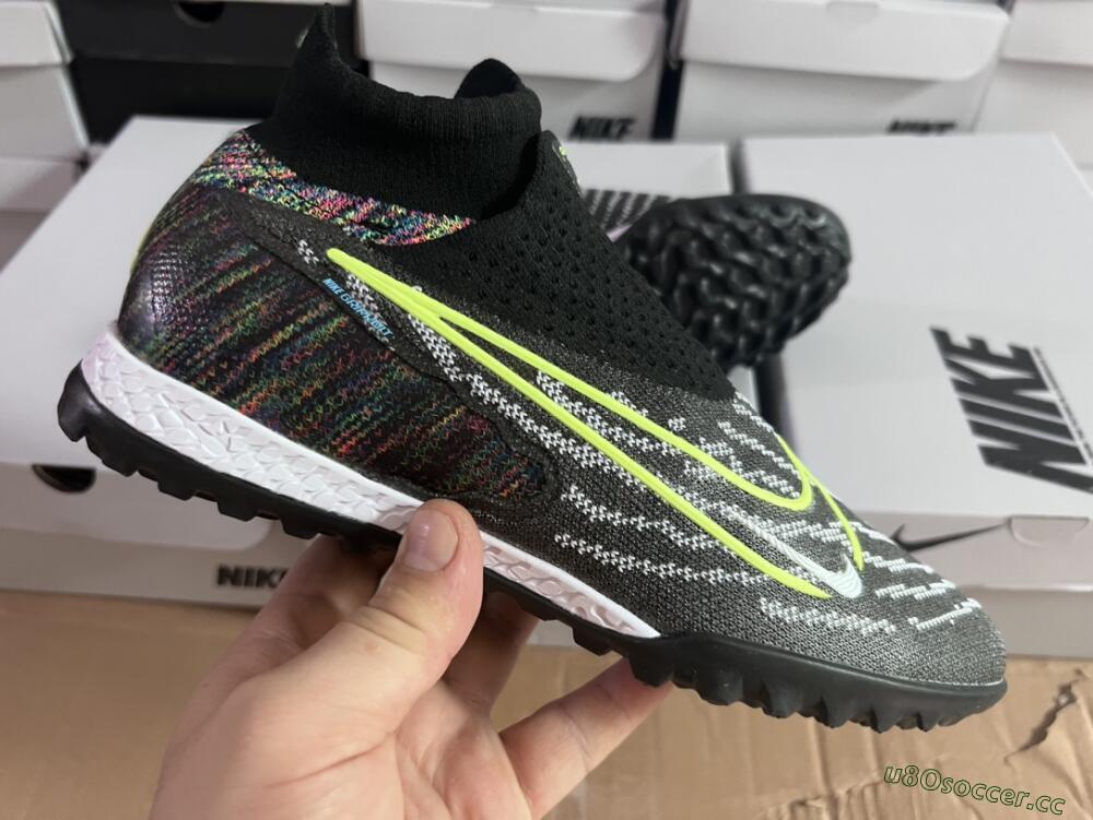 Unisex Nike Phantom GX Elite TF Artificial Turf High-Tops Football Shoes - Grey/Green/Black/Rainbow