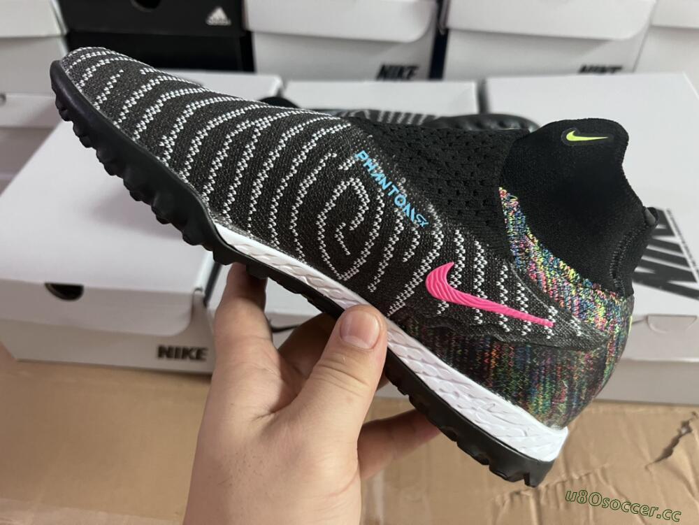 Unisex Nike Phantom GX Elite TF Artificial Turf High-Tops Football Shoes - Grey/Green/Black/Rainbow