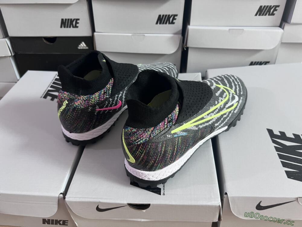 Unisex Nike Phantom GX Elite TF Artificial Turf High-Tops Football Shoes - Grey/Green/Black/Rainbow